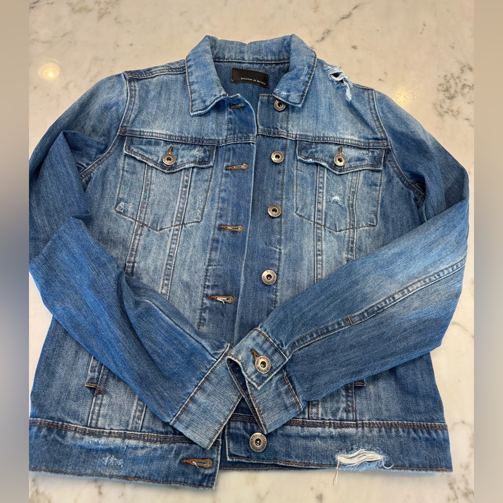 Articles Of Society Distressed Blue Denim Jacket, size Small, worn once